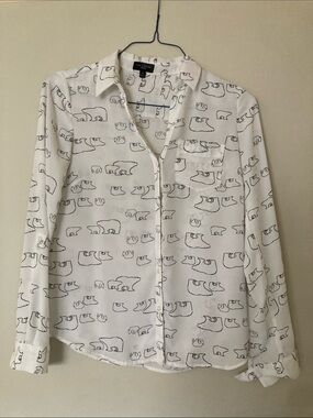 The Limited White Blouse with Black Polar Bear Print